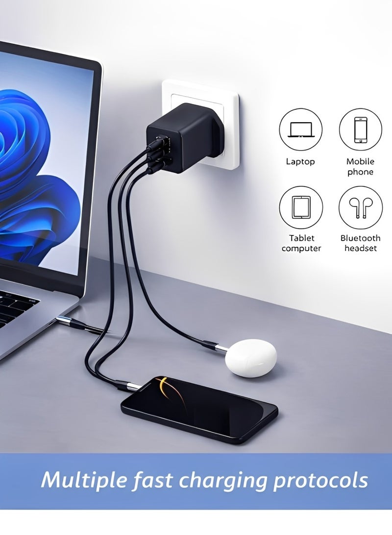 ايه كيه تي ستار شاحن سريع متعدد المنافذ بقوة 65 واط بتقنية GaN، مزود بمخرج USB-C وUSB-A، يدعم الشحن السريع PD وQC 3.0، محول جداري صغير الحجم مزود بحماية من الحرارة الزائدة، متوافق مع أجهزة MacBook Air وMacBook Pro وأجهزة الكمبيوتر المحمولة من Apple وSamsung - Image 2